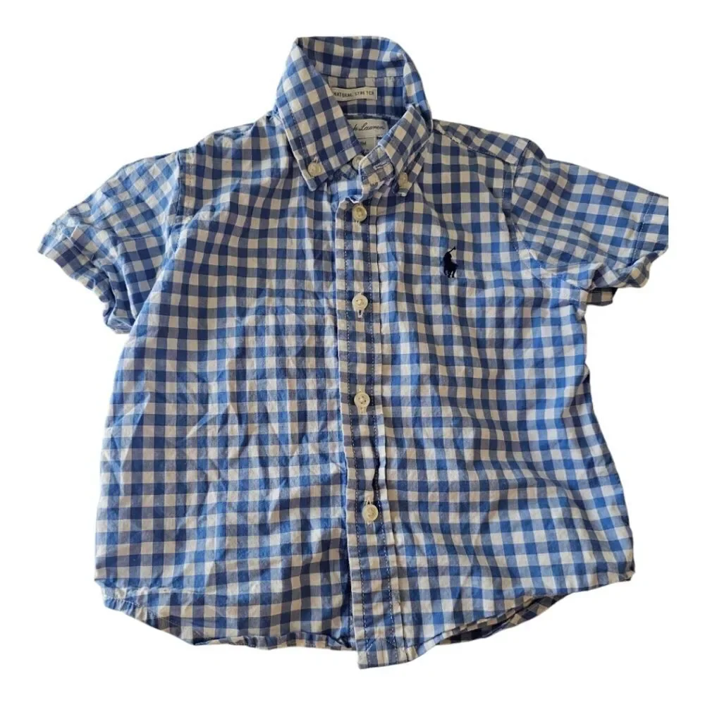 RALPH LAUREN Checkered Button Down Shirt - 18 Months